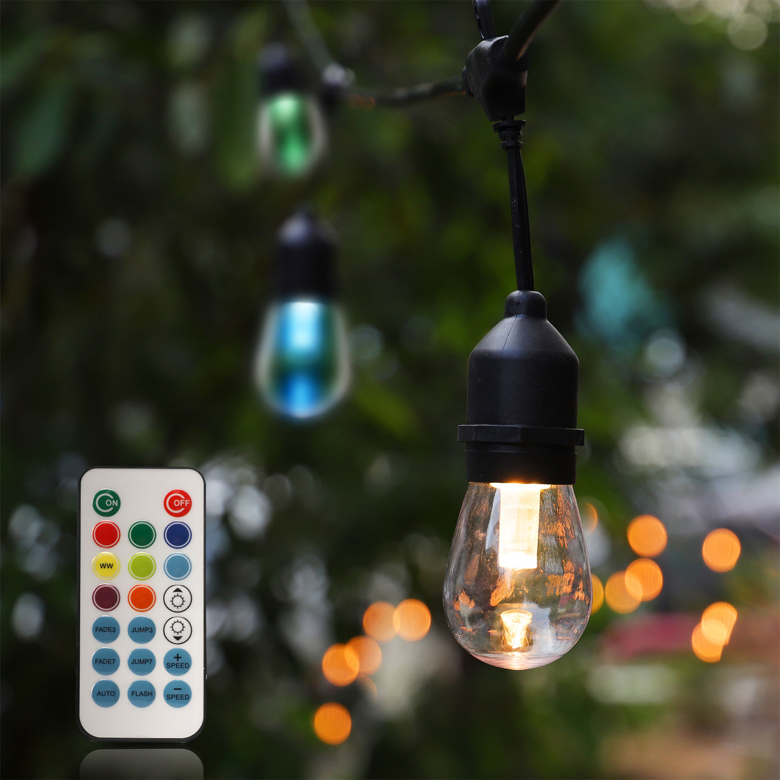 APP Control S14 Outdoor Smart LED String Lights APP Controlled Color Changing for Christmas Waterproof Poles for Patio Decor