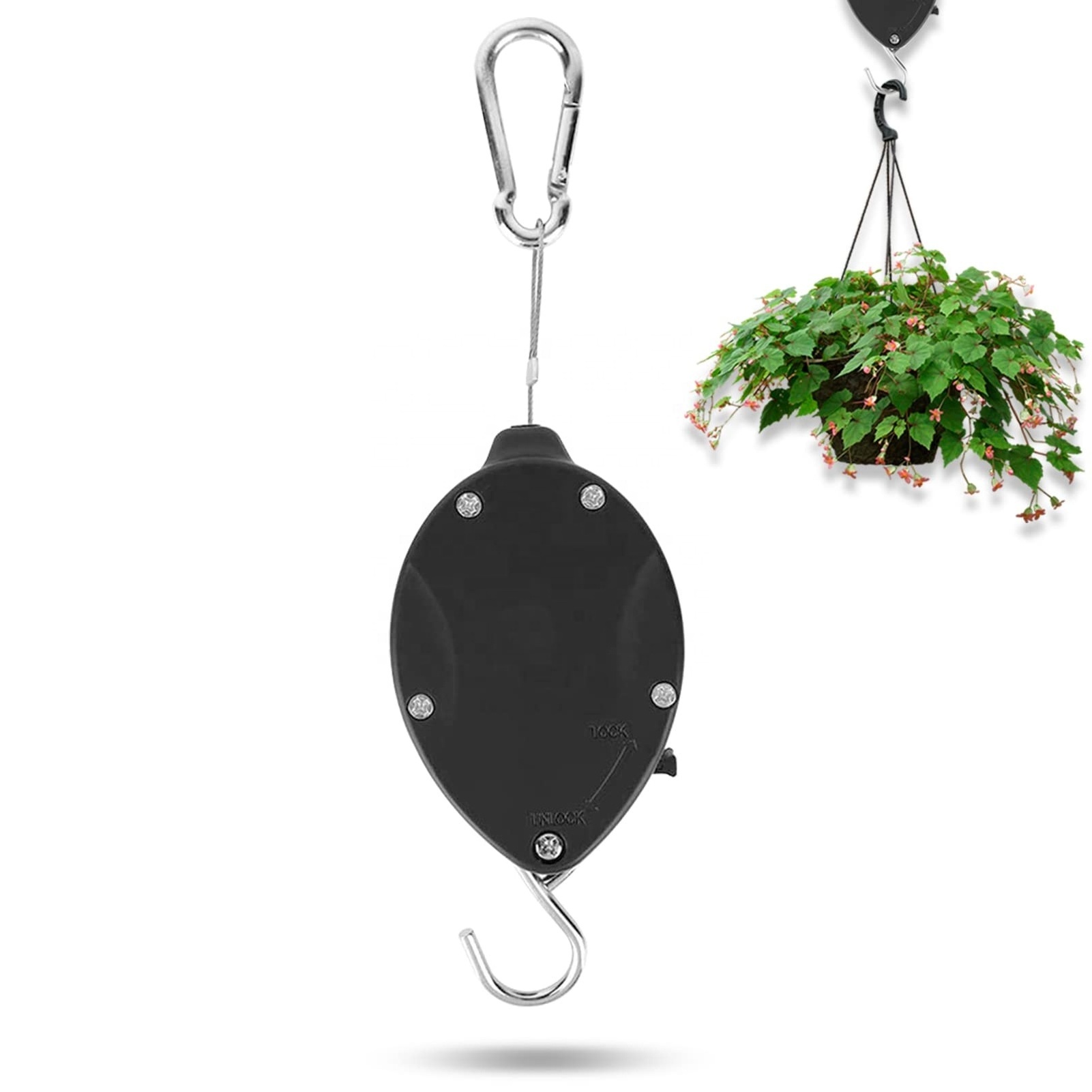 Adjustable Heavy Duty Retractable Plant Hanging Basket Pulley Pull Down Hanger for Garden Hanging Baskets Pots Birds Feeder