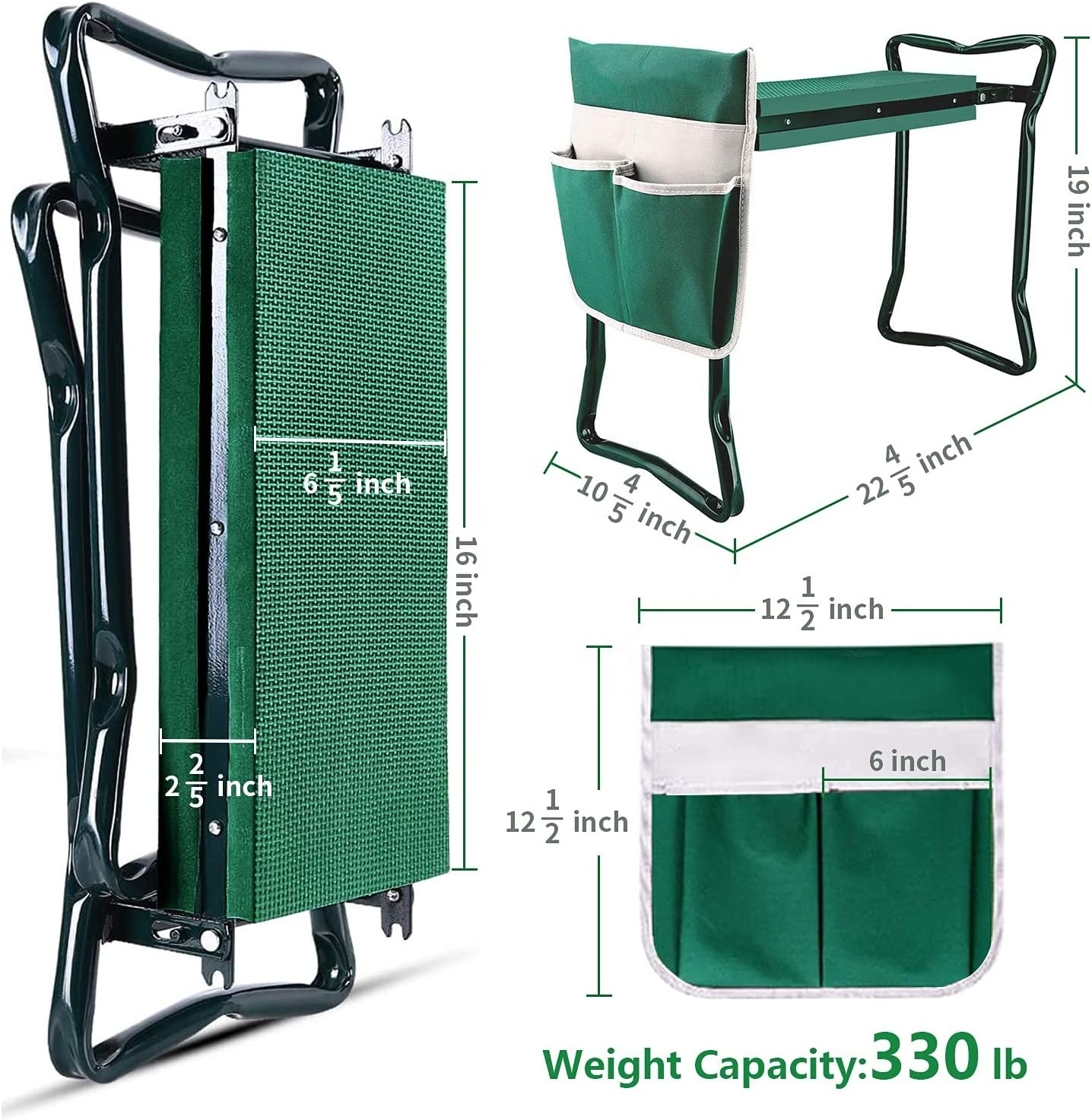 High Quality Outdoor Garden Multifunction Foldable Kneeler and Seat with Tool Bag Pouch Gardening Stool Kneeling Bench