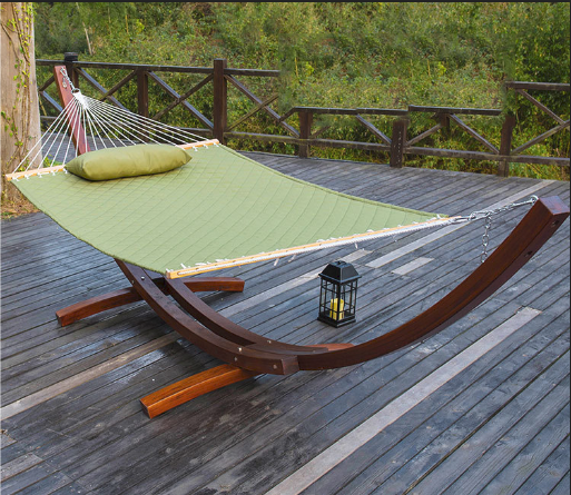 Hot sell outdoor indoor solid wood garden hammock stand balcony wing stand hammock with wooden stand