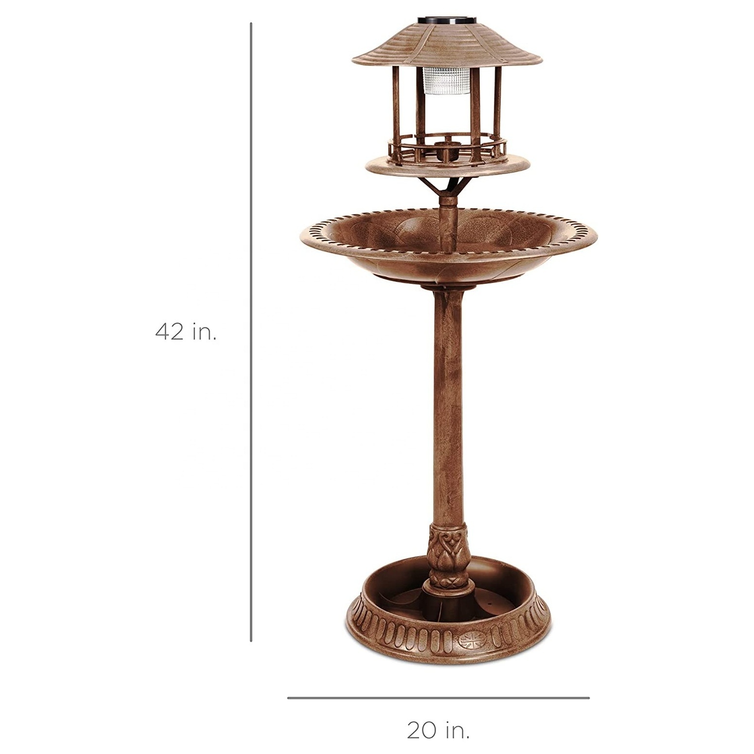 Bird Bath Feeder Bowl with Solar Light Garden & Patio Bird Feeding Table Station