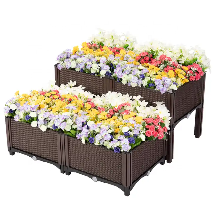 PP Self Watering Elevated Raised Garden Bed Outdoor Balcony Plastic Square Planter Boxes