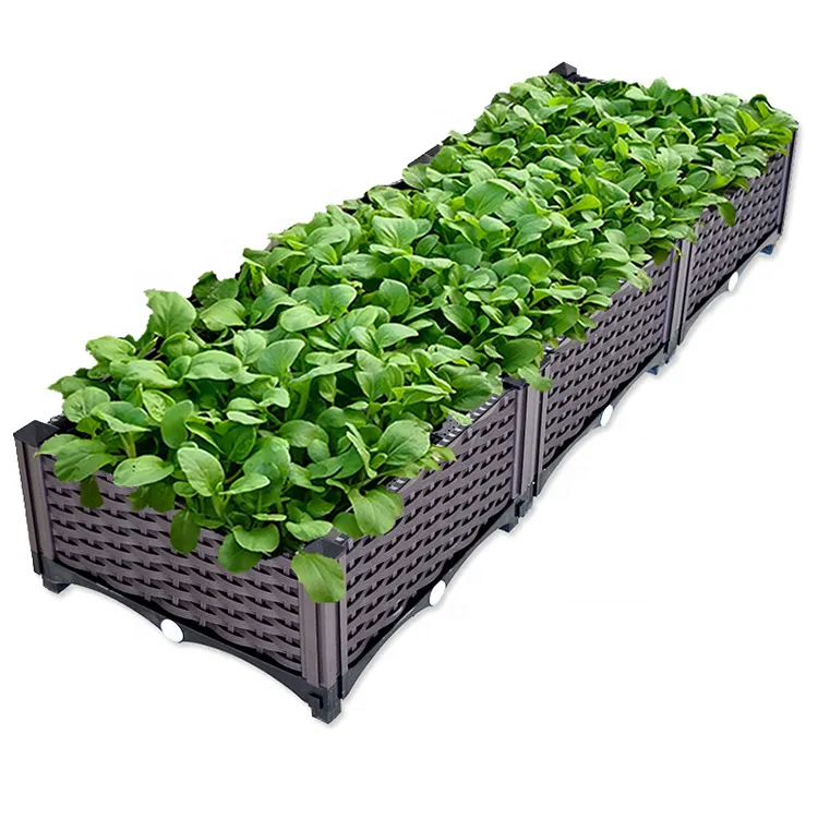 PP Self Watering Elevated Raised Garden Bed Outdoor Balcony Plastic Square Planter Boxes