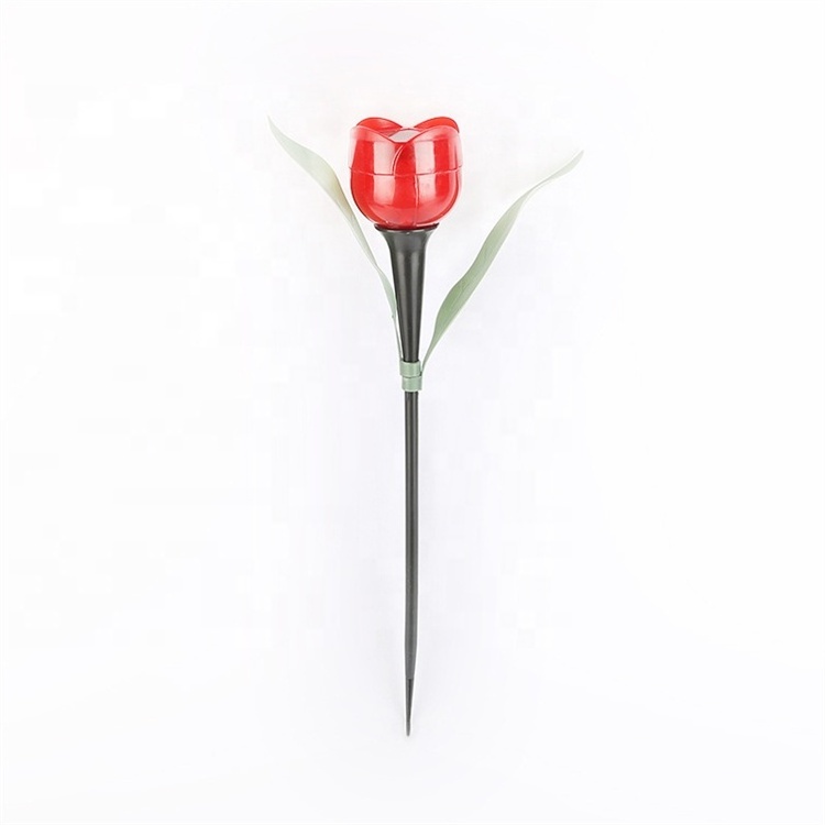 Colorful RGB color changing outdoor replacement stake solar powered tulip shaped garden solar flower lights