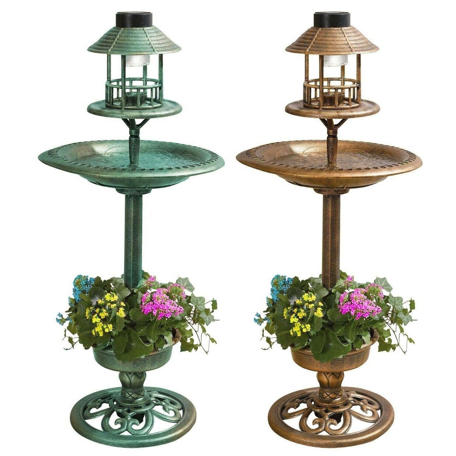 Bird Bath Feeder Bowl with Solar Light Garden & Patio Bird Feeding Table Station