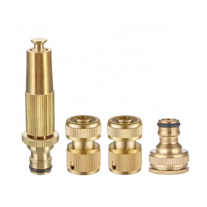 Garden 4 Pcs Brass Hose Pipe Fitting Set Including Spray nozzle and Quick Connectors