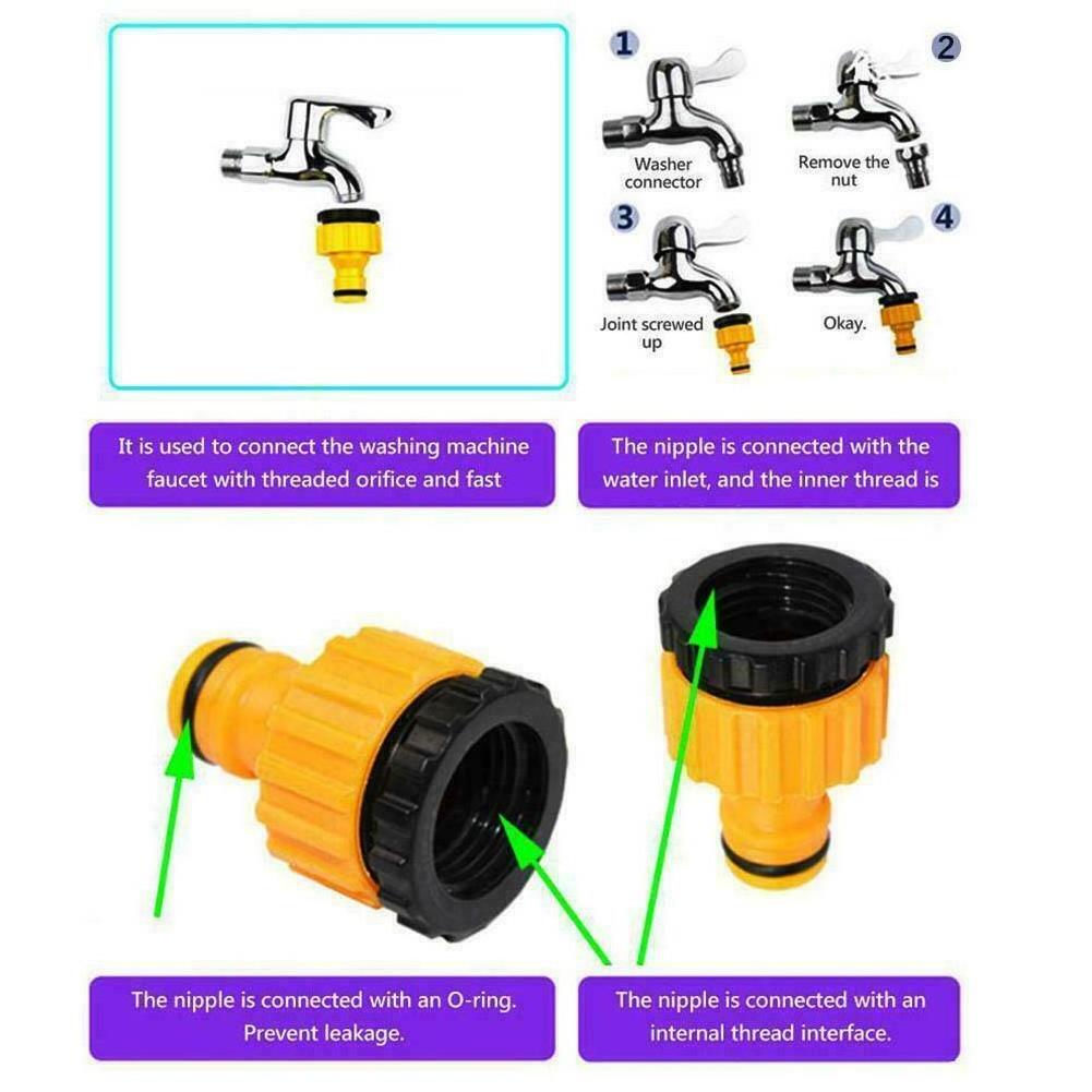 Universal Plastic Faucet Threaded Adapter Water Coupling Garden Lawn Hose Connector