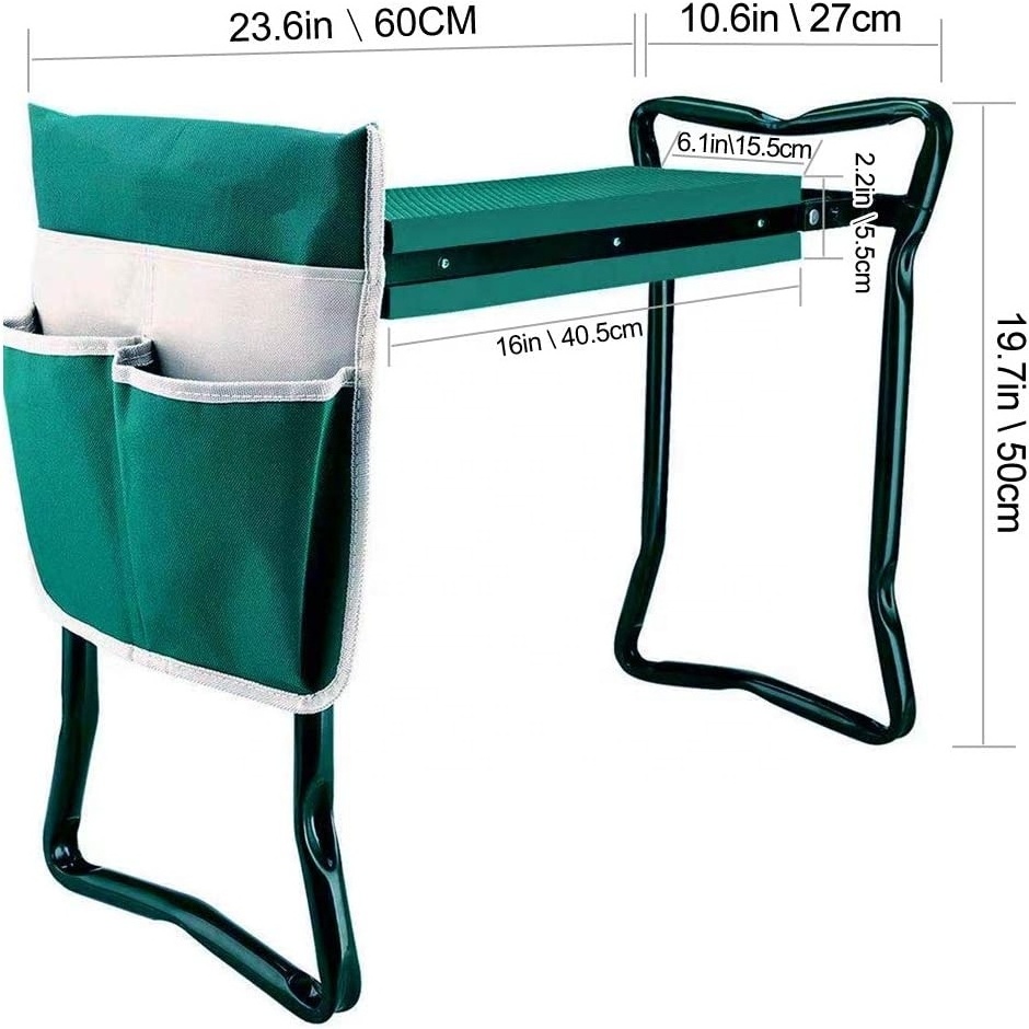 High Quality Outdoor Garden Multifunction Foldable Kneeler and Seat with Tool Bag Pouch Gardening Stool Kneeling Bench