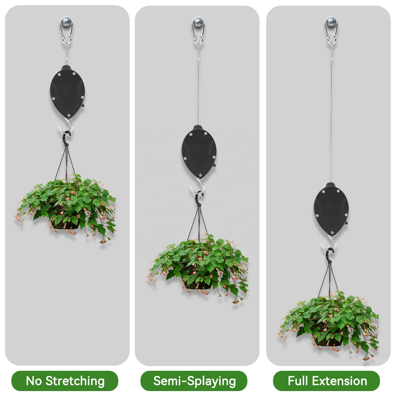 Adjustable Heavy Duty Retractable Plant Hanging Basket Pulley Pull Down Hanger for Garden Hanging Baskets Pots Birds Feeder