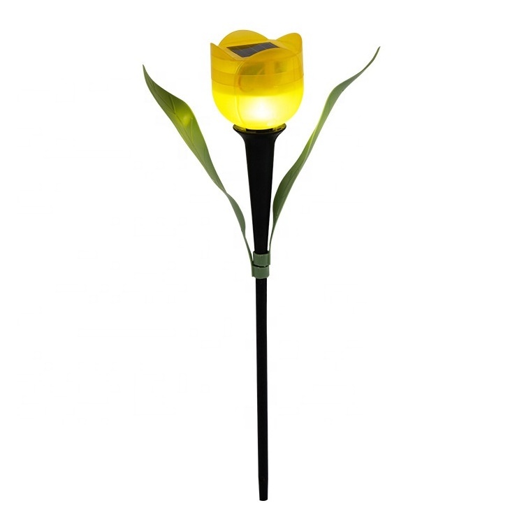 Colorful RGB color changing outdoor replacement stake solar powered tulip shaped garden solar flower lights