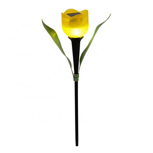 Colorful RGB color changing outdoor replacement stake solar powered tulip shaped garden solar flower lights