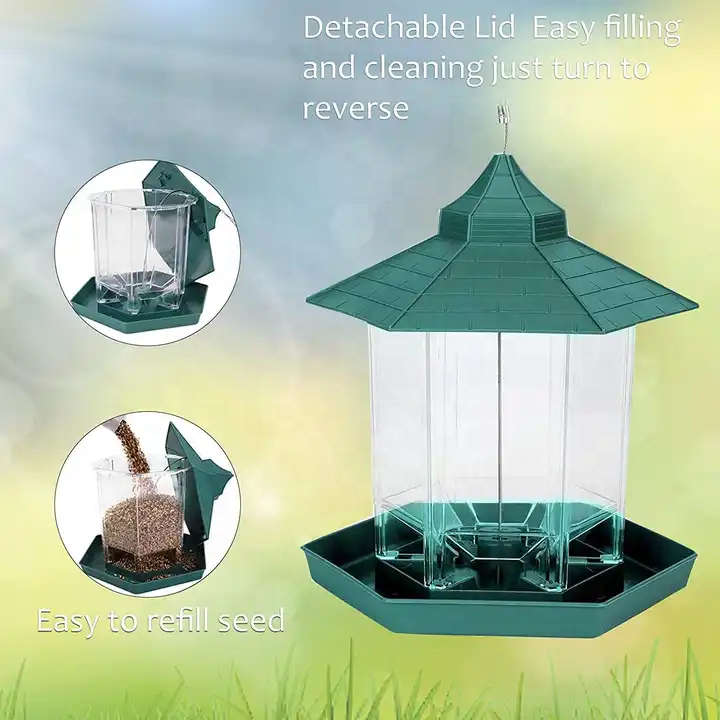 Acrylic Transparent Outdoors Hanging Gazebo Wild Bird Feeder for Garden Decoration