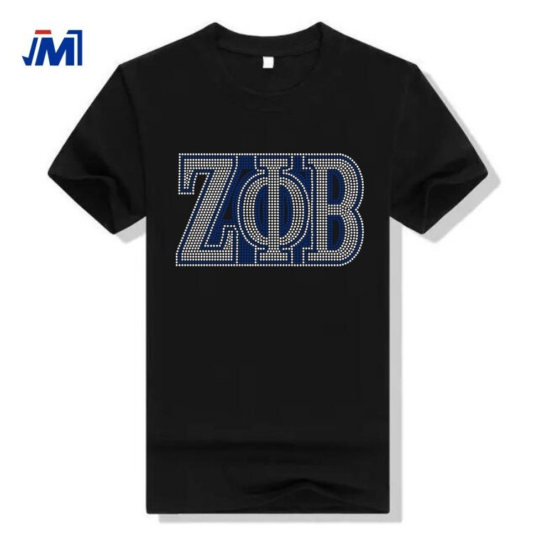 Customized sorority motif zeta phi beta hotfix rhinestone transfer