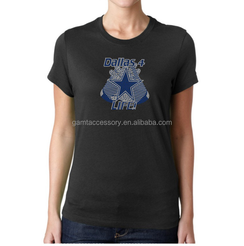 JMT Hotsale Custom Dallas Cowboys Football Rhinestone Transfer Designs Hotfix Rhinestone Logo Heat Transfer Design For T-shirts