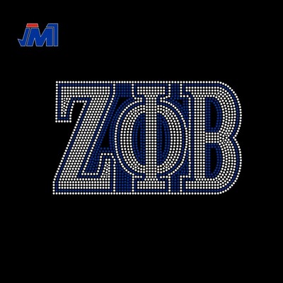 Customized sorority motif zeta phi beta hotfix rhinestone transfer