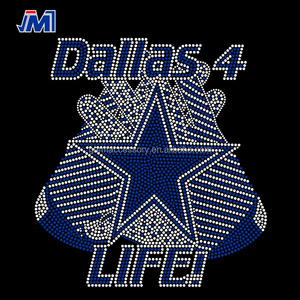 JMT Hotsale Custom Dallas Cowboys Football Rhinestone Transfer Designs Hotfix Rhinestone Logo Heat Transfer Design For T-shirts