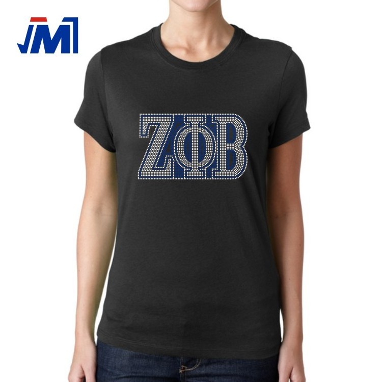 Customized sorority motif zeta phi beta hotfix rhinestone transfer