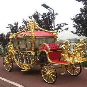 Outdoor Electric Royal Horse Carriage Sculpture European Horseless Carriage Carts  For Festival