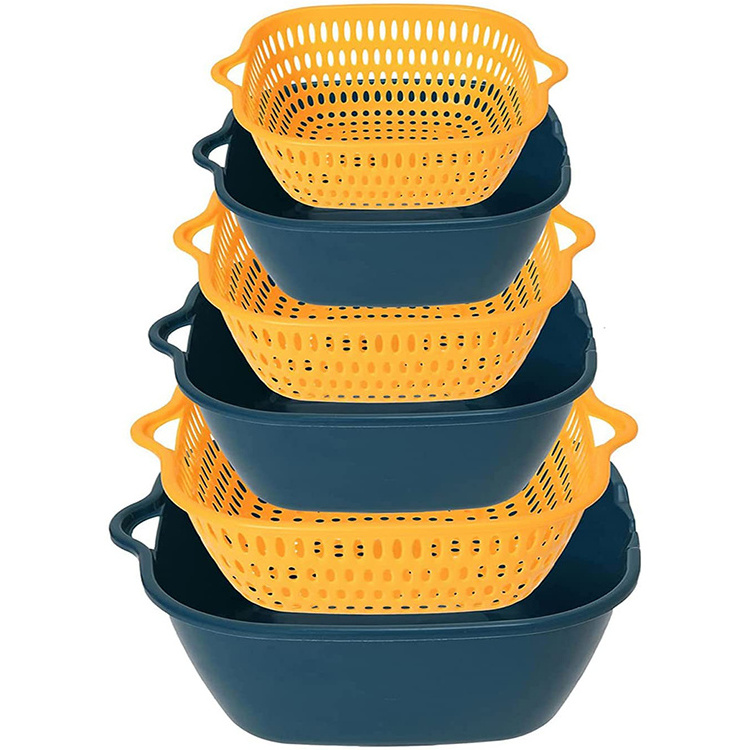 Hot Sale 6-Piece Kitchen Multifunctional Fruits and Vegetable Drain Basket For Cleaning Draining and Storing