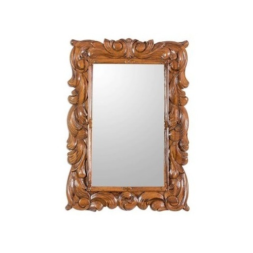 Wood Vanity Wall Rustic Mirror with Walnut Frame Wooden Mirror for Bathroom Bedroom Living Room