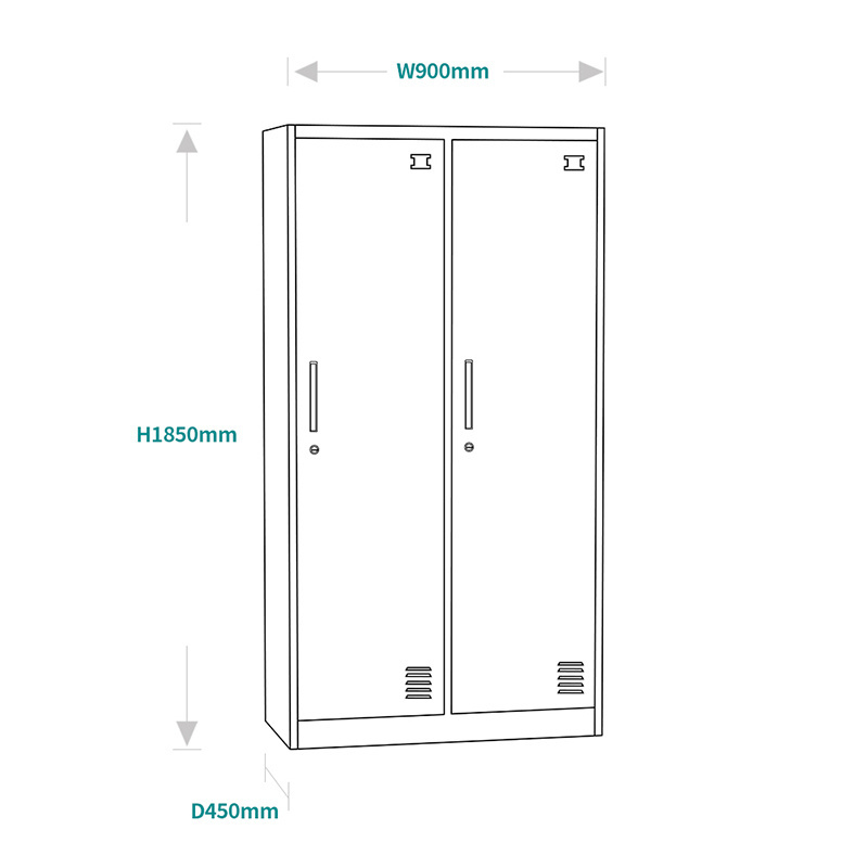 Office Cloth Locker Stainless Steel Locker 2 Door Storage Cabinet Locker For gym school staff employee