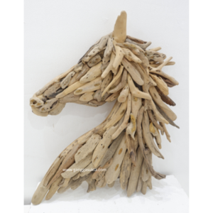 Natural Driftwood Horse Shape Wood Craft Tabletop with Hook Hanging Home Decor