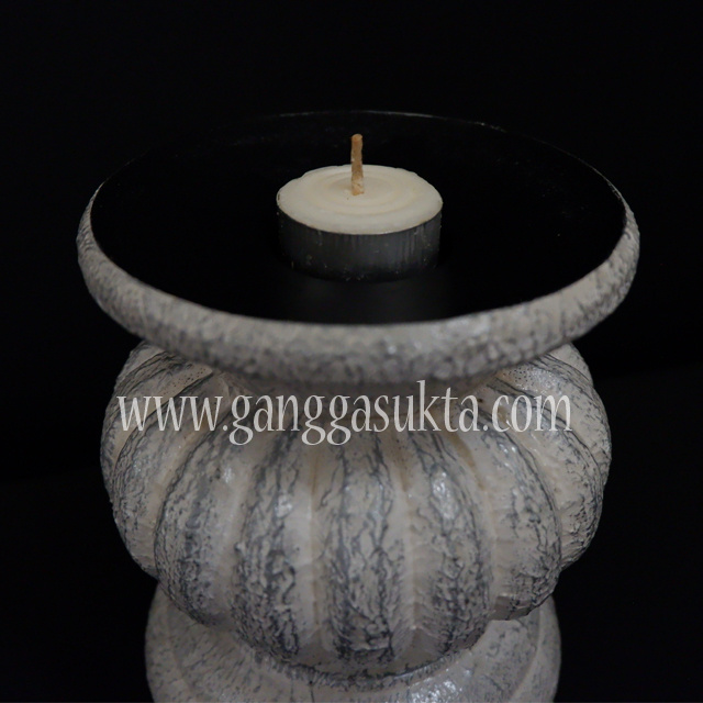 Candle Holder White Stand Decorative Wooden Pillar Painted for Tabletop Decoration