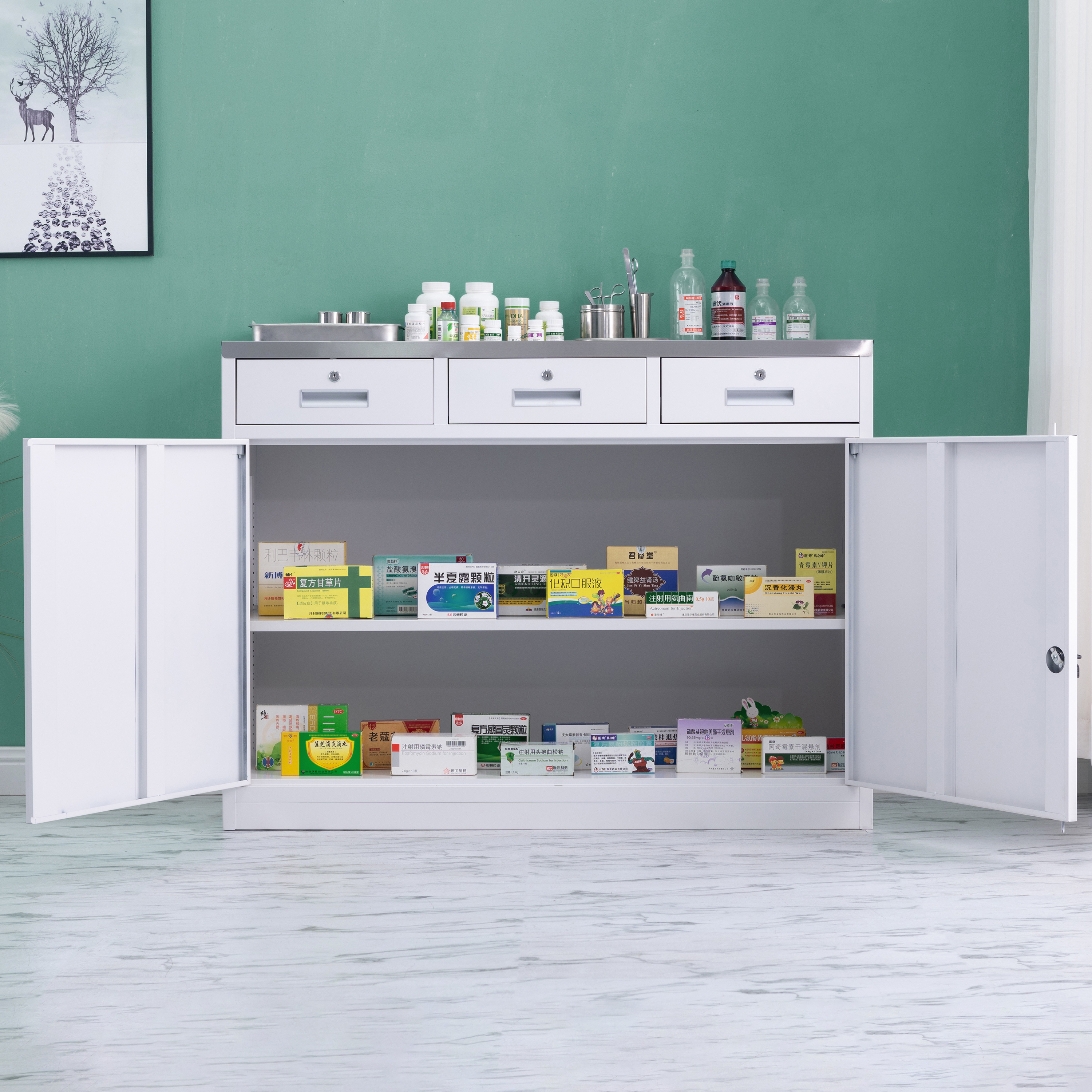 Steel Pantry Storage Cabinet Medical Cupboard room cabinet drug storage Hospital medicine cabinet  Chemical Laboratory Equipment