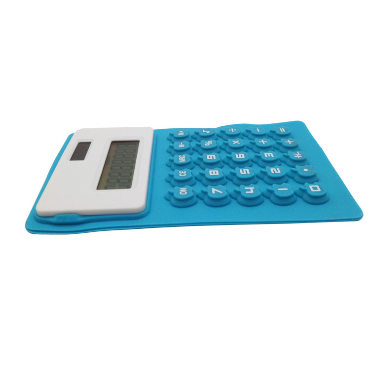 Promotional gift student electronic dual power silicone calculator,flexible rubber calculator