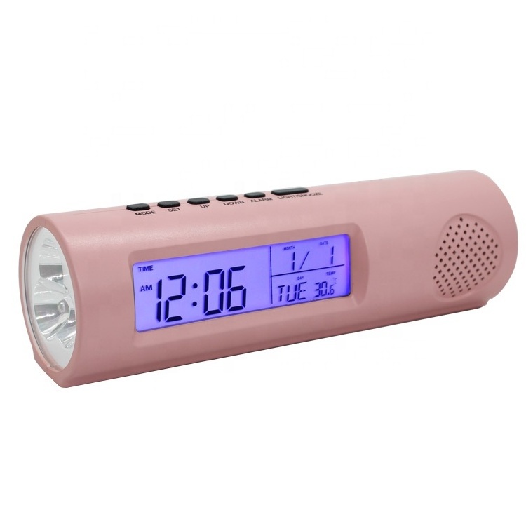 2020 Creative Camping Travel LED Flashlight Portable LED Backlight Snooze FM Radio Torch Alarm Clock