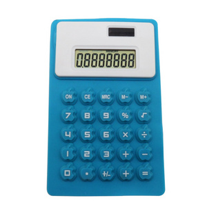 Promotional gift student electronic dual power silicone calculator,flexible rubber calculator