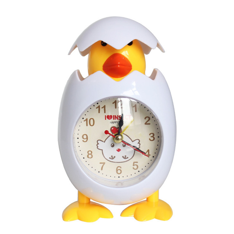 Fancy Children Promotional Cartoon Chicken Egg Shape  Analog Quartz Mini Alarm Clock