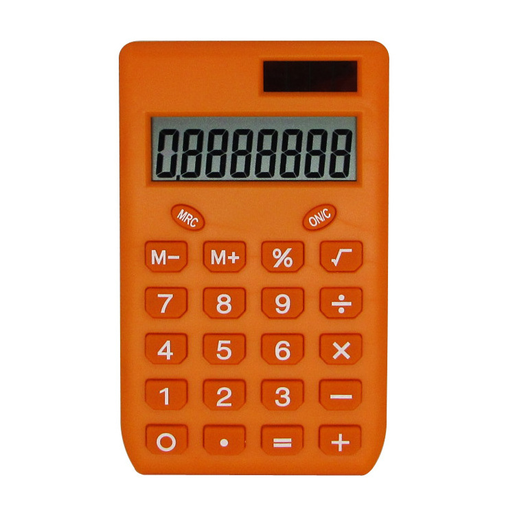 Rubber Keyboard Promotional Kids 8-Digit Electronic Dual Power Pocket Calculator