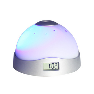 Promotional Mini LED Colorful Changing Christmas Gift Bedside  Projection Alarm Clock