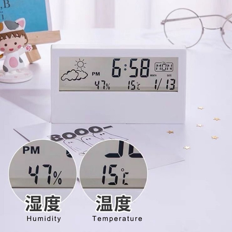 Modern Simple LED Luminous Perpetual Calendar Transparent Temperature And Humidity Weather Electronic Clock