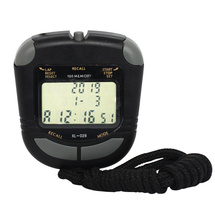 Portable Handheld Multifunctional Professional Digital Metronome 3 Rows Display 100 Laps Memory Sports Stopwatch