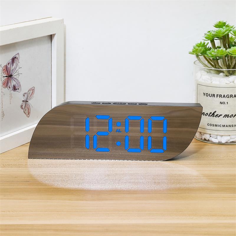 Creative Home Desktop Electronic LED Display Digital Mirror Clock With USB Cable Temperature Alarm Clock