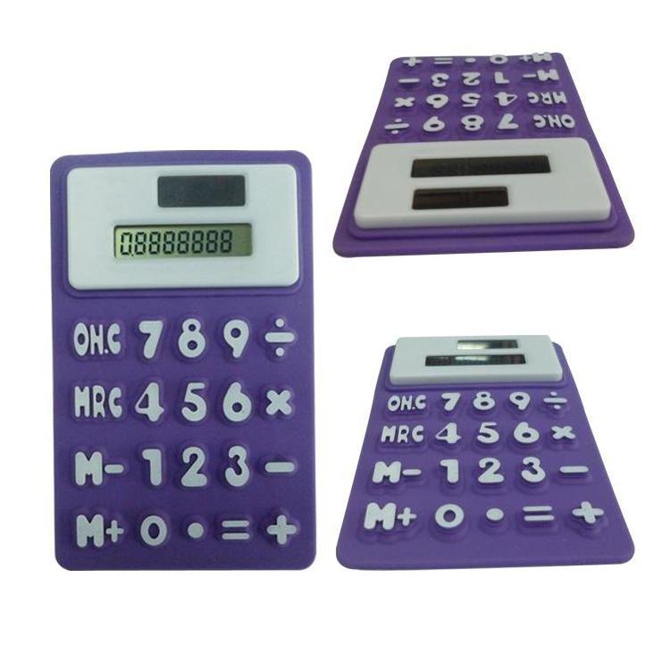 Pocket Promotional Gift Electronic Silicone Folding 8-digit Solar Calculator