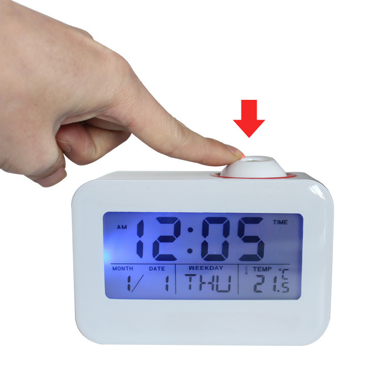 Creative new blue LED backlight perpetual calendar electronic alarm clock luminous projection digital clock band temperature