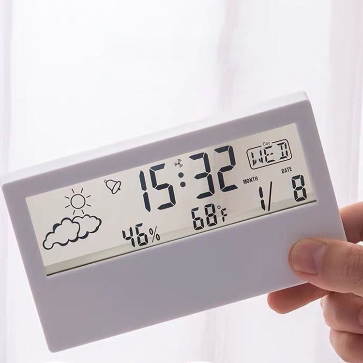 Modern Simple Transparent LCD digital display Perpetual Calendar Temperature And Humidity Weather Electronic Clock