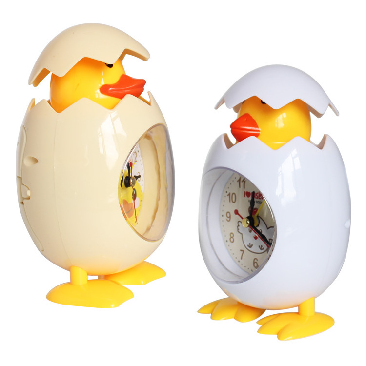 Fancy Children Promotional Cartoon Chicken Egg Shape  Analog Quartz Mini Alarm Clock