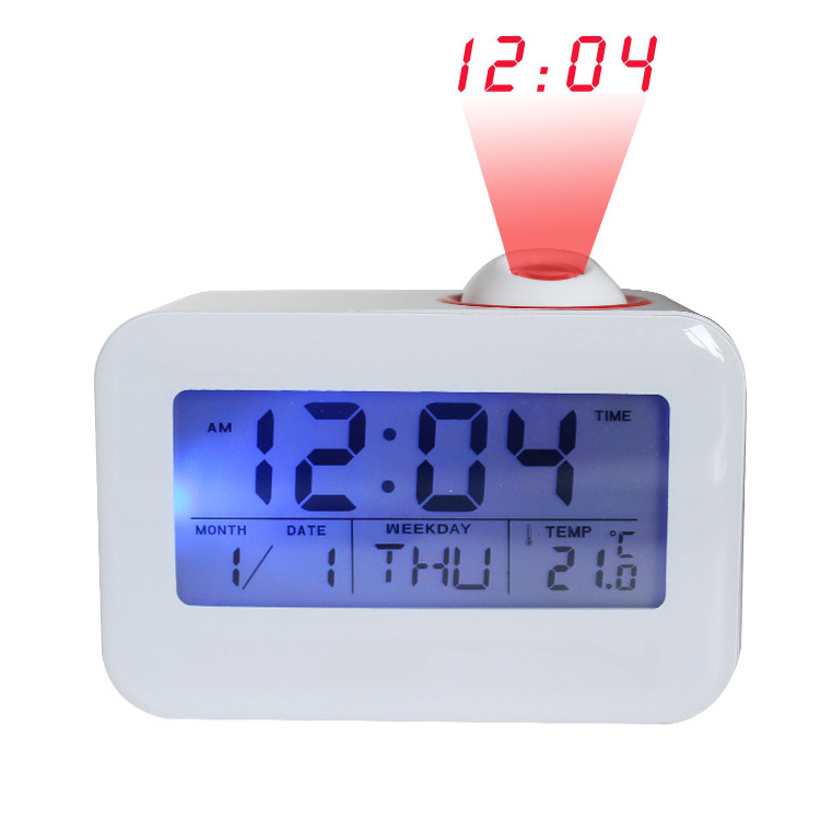 Creative new blue LED backlight perpetual calendar electronic alarm clock luminous projection digital clock band temperature