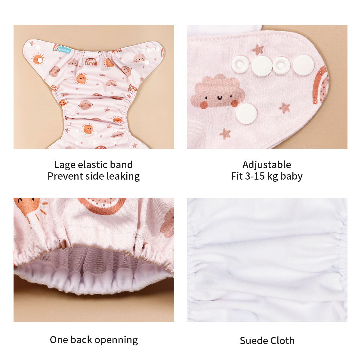 Happyflute Reusable Wholesale Baby Diapers Custom Print Newborn Nappy Dry Fast Baby Cloth Diapers 3PCS