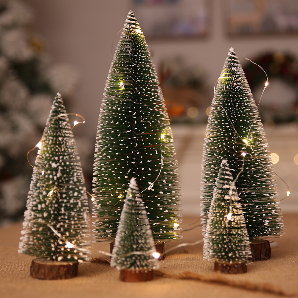 Mini Christmas tree pine needle flocking Christmas tree with white cedar desktop small Christmas tree desktop ornaments