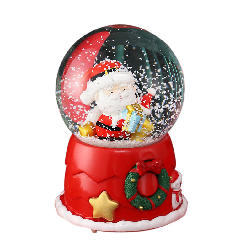 Resin Christmas Snow Crystal Ball Music Box Snow flakes Birthday Wedding Gift Christmas Snow Santa Claus Globe Music Box