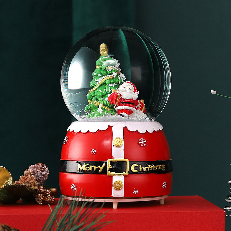 Resin Christmas Snow Crystal Ball Music Box Snow flakes Birthday Wedding Gift Christmas Snow Santa Claus Globe Music Box