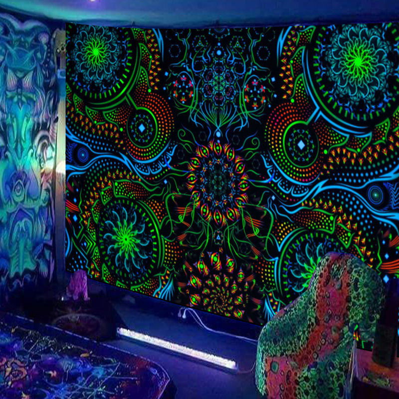 Customize Tapestry Glowing under UV light Animal Sky Colorful Tapestry  Blacklight Fluorescent Wall Hanging Tapestry