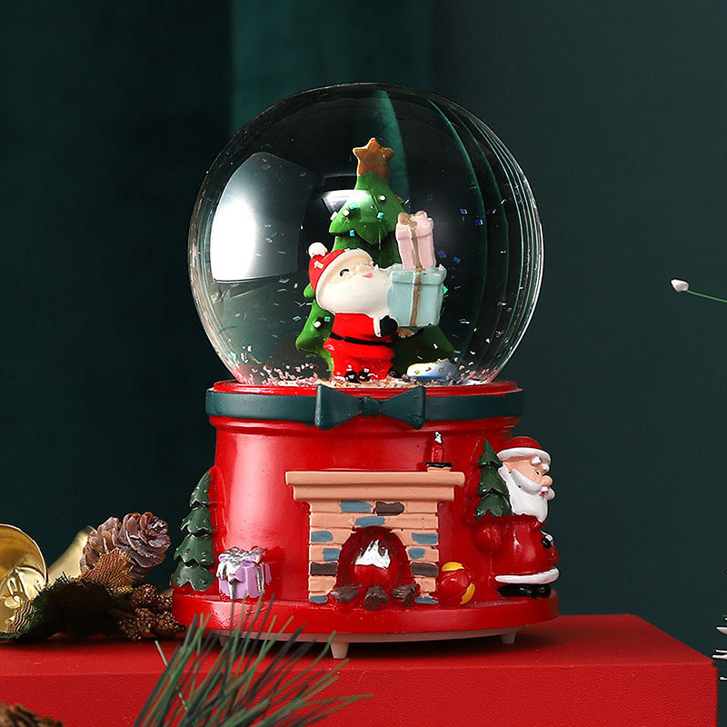 Resin Christmas Snow Crystal Ball Music Box Snow flakes Birthday Wedding Gift Christmas Snow Santa Claus Globe Music Box