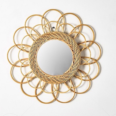 Hand-woven Grass Wall Hanging Basket Bohemian Grass Rattan Woven Wall Decoration Circular Wicker Basket Plates Wall Hanging