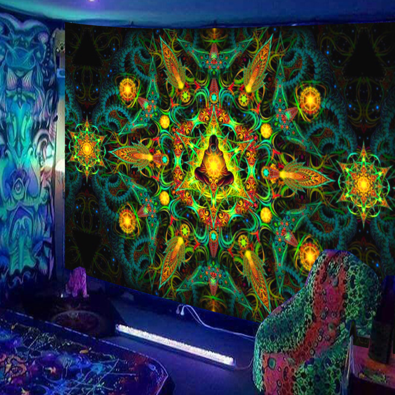 Customize Tapestry Glowing under UV light Animal Sky Colorful Tapestry  Blacklight Fluorescent Wall Hanging Tapestry